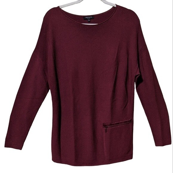 Lafayette 148 NY pull over textured ribbed wine colored patch pocket tun… - Picture 7 of 7